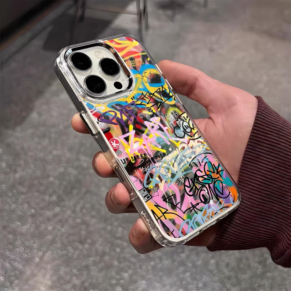 

Graffiti Cool Art Phone Case For IPhone 17 Air 16 E 15 14 13 12 11 Plus Pro Max Electroplated Transparent Soft Shell iPhone17 Pro