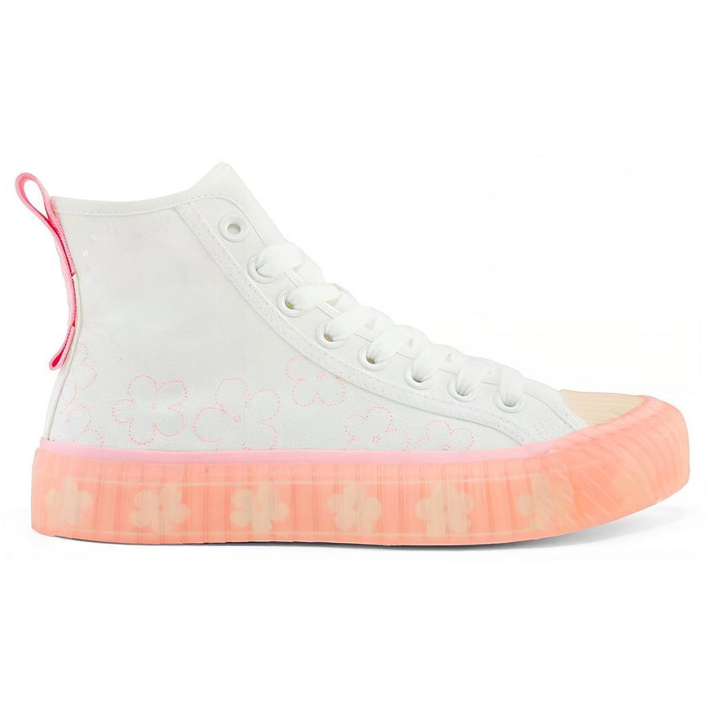 Kappa Logo High-Top Canvas Shoes Non-Slip Wear-Resistant Lightweight Shock Absorbing Unisex Sneaker White Pink K0BW5VS22D-012