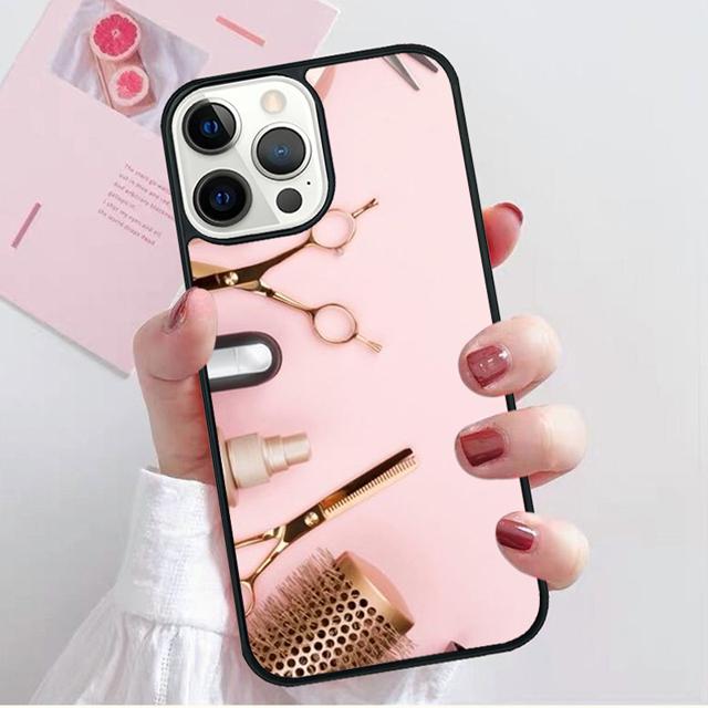 Hair Stylist Scissors Brush Switch Phone Case Cover for iPhone 17 Air 16 15 14 13 11 12 Pro Max Plus Shell Coque