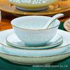 High-Temp Linglong Blue and White Porcelain Dinnerware Set: Elegant Underglaze Bowls & Plates