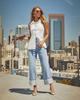 2025 Women's Retro High-Waist Straight-Leg Jeans with Elastic and Rolled Hem