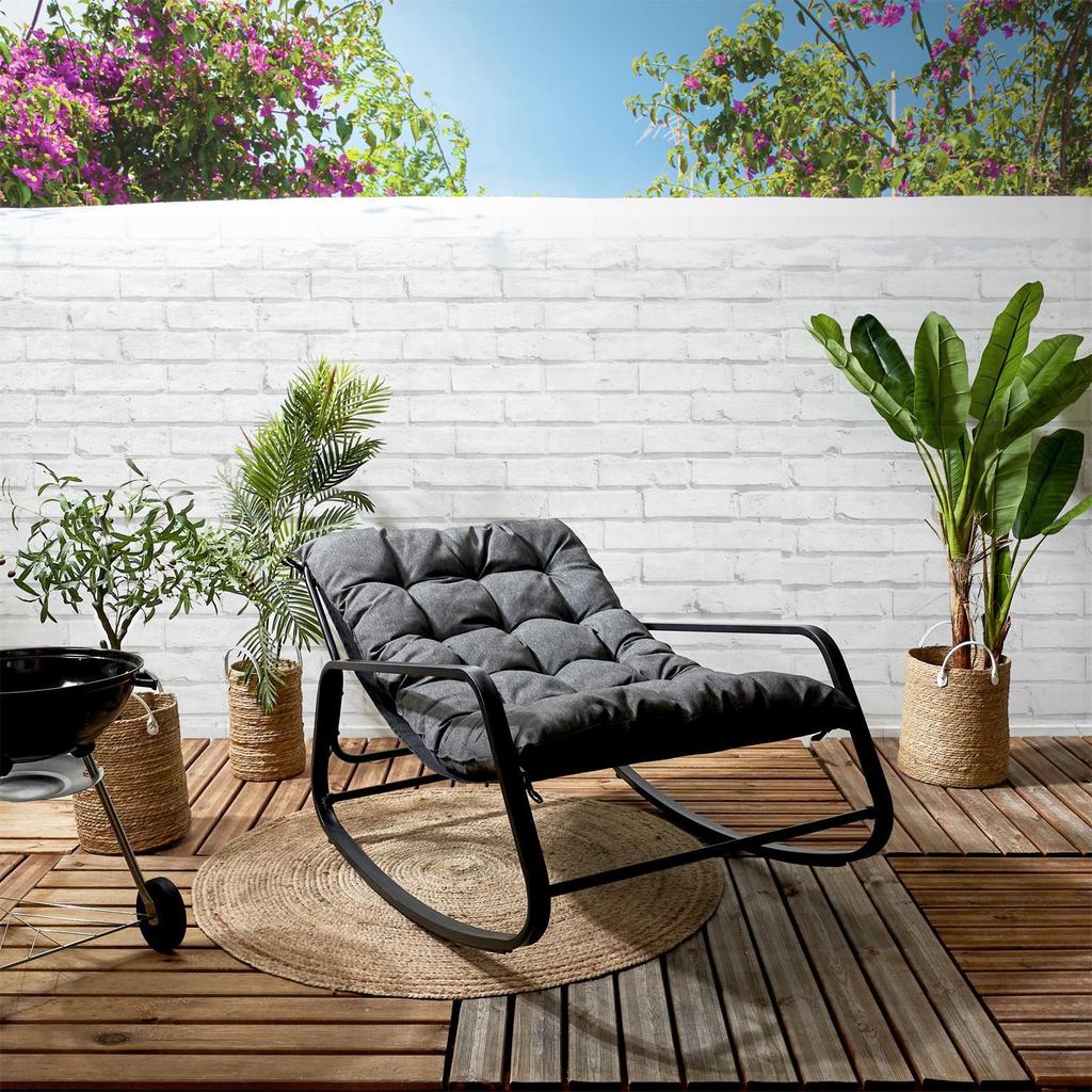 Miami GARDEN CHAIR, Gray, On Metal Runners with a Cushion