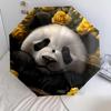 Panda and Rose Pattern, Automatic Folding Umbrella, Portable and Foldable Design, 8 Ribs, a Christmas or Birthday Gift.