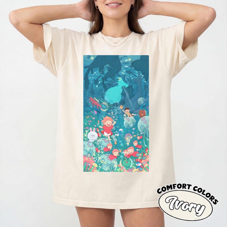 Ponyo Cute Shirt, , Studio Ghibli Characters, Kids Toddler Toddler Tee, Gift for Anime Lovers, Japanese Y2K 120