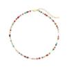 Vibrant Glazed Beaded Necklace: Mixed Color Stones, Rice Grain & Freshwater Pearls for Women