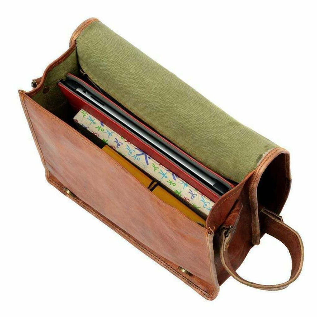 Handmade Vintage Brown Leather Messenger Cross-body Laptop Satchel Bag Men Women
