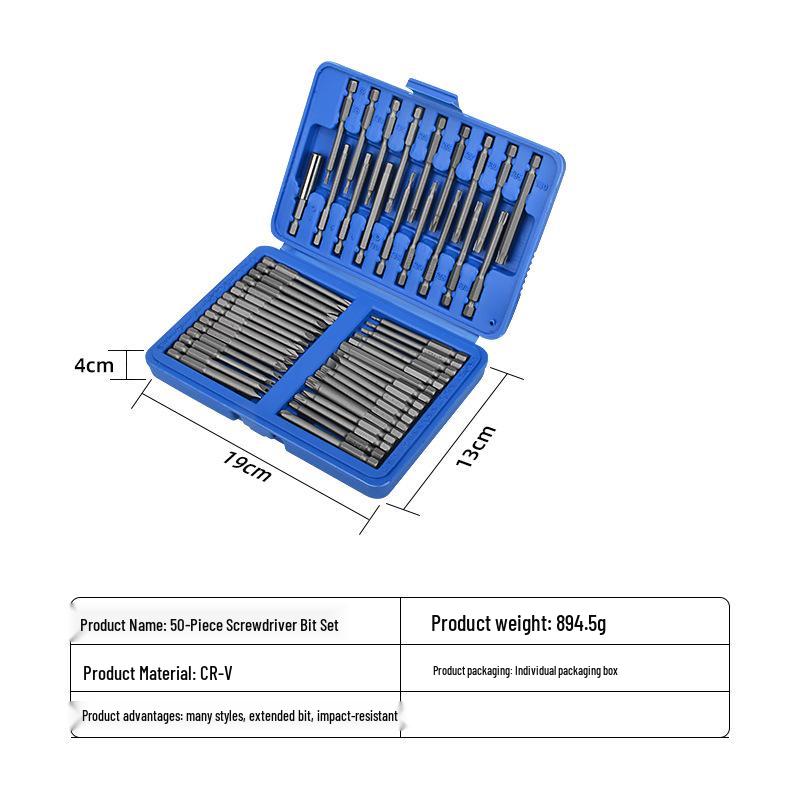 Cross-Border Electric Screwdriver Bit Set: Slotted, Phillips, Hex Interchangeable Heads, Chrome Vanadium Steel.