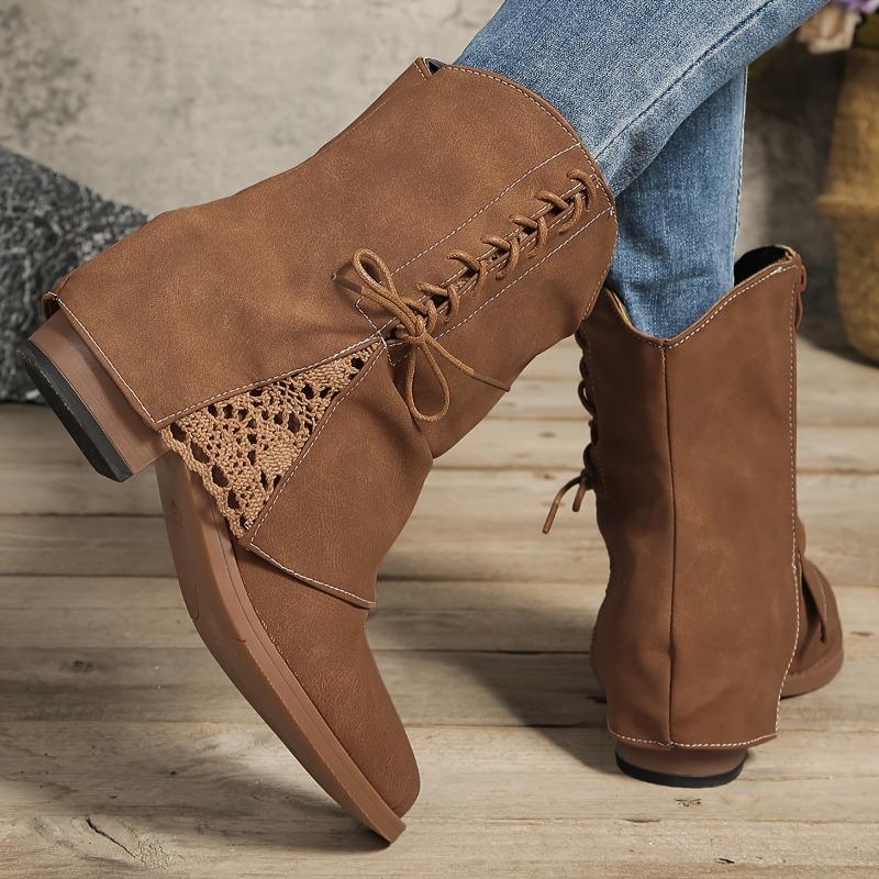 Fall and Winter New Short Boots Low High Heel Round Head Women's Boots