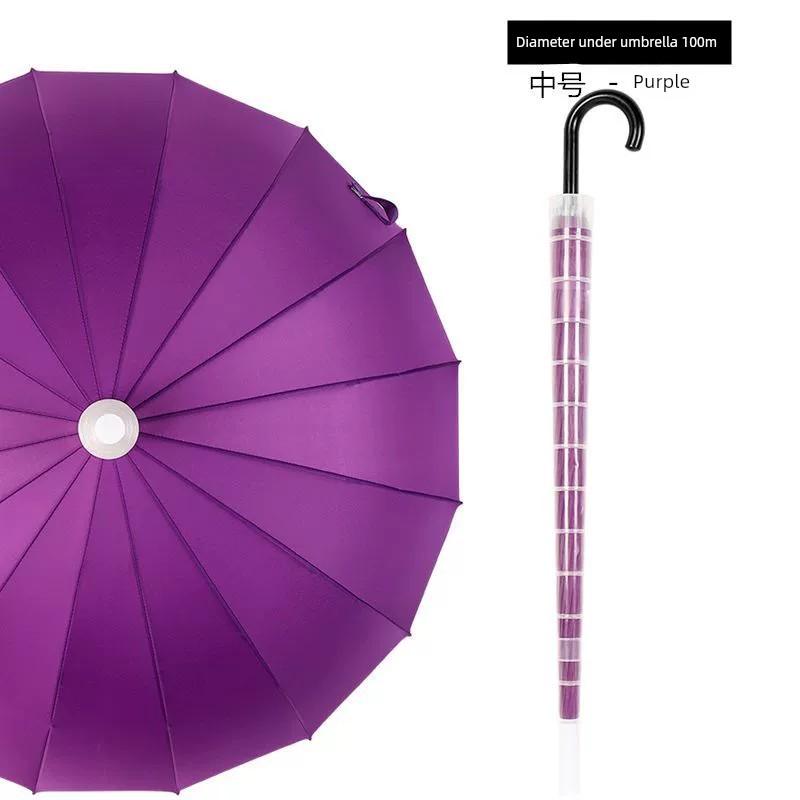 24-Rib Waterproof Umbrella with Curved Handle, Straight Pole, Impact-Resistant Fabric, Safety Umbrella, Automatic Promotional Umbrella, Rainbow