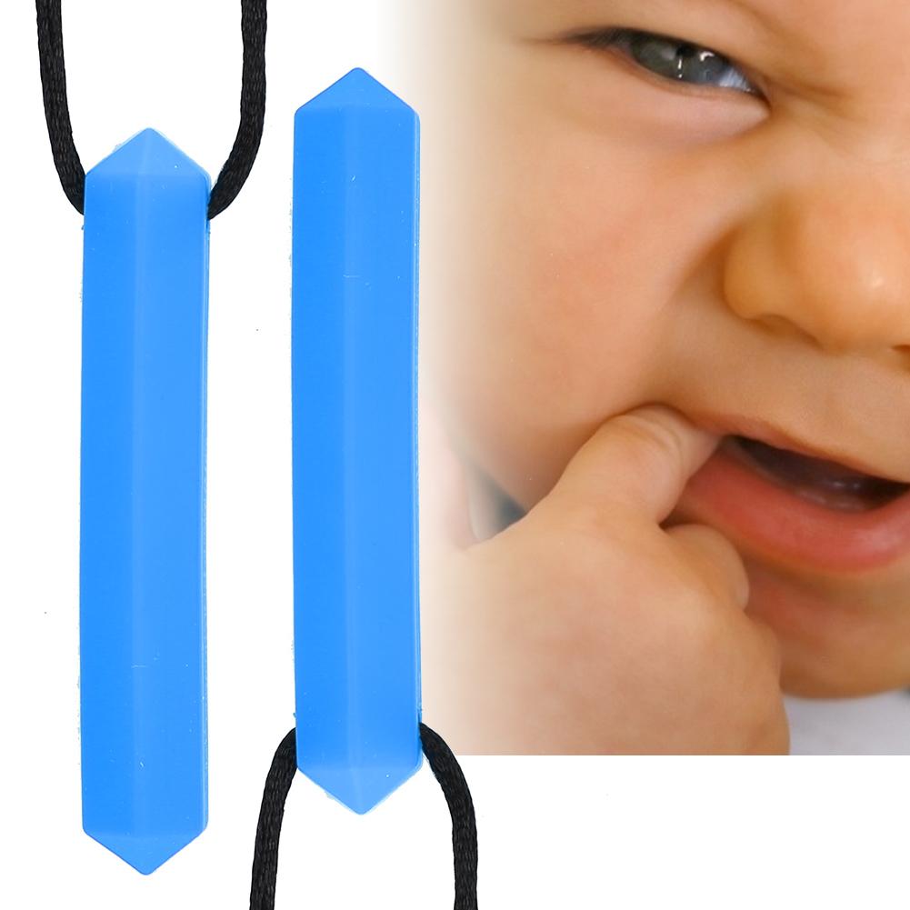2pcs Silicone Teether High Temperature Resistant Waterproof Chewing Pendant Necklace