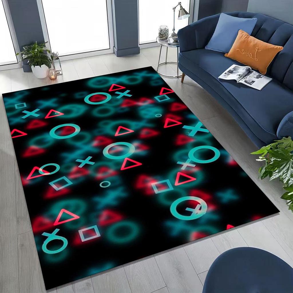 27 Stil Gamer Zone Game Controller Cartoon Spielzimmer Teppich für Schlafzimmer Wohnzimmer Sofa Zuhause Fußmatte Dekoration, Rutschfeste Bodenmatte