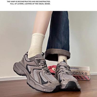 2024 Spring and Autumn New Fashion Ins Tide Daddy Shoes Women's Two Cotton Lightweight Running Shoes Casual Sneakers Women's