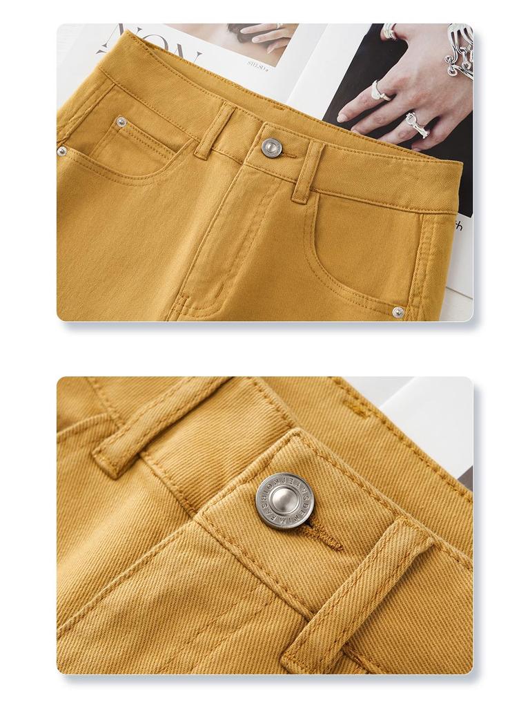 Dámské džíny s vysokým pasem, rovnými nohavicemi a volného střihu - Nové jaro 2025 banánové kalhoty