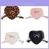 Trendy Children's Heart Shaped Pu Crossbody Bag With Adorable Bowknot Design For Girls