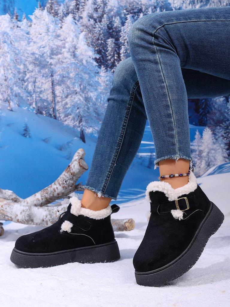 Birkenstock Damen 2025 Fleece-gefütterte Winter-Loafer mit dicker Sohle: Warme, pelzige, lässige Schneestiefel