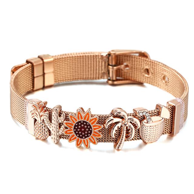 Fashion Stainless Steel Mesh Bracelets For Women Girls Original Charm Watch Belt Bracelet Angel Beads Bangle Gift