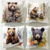Classic Art Theme Honey Bear Painting Cushion Cover Soft  EasyWash Pillow Case  Versatile for Couch Bed Travel and Office