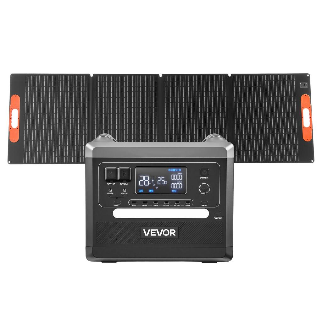 Portable Power Station, 2400W Portable Solar Generator with 200W Foldable Solar Panel, 2160Wh Expandable LiFePO4 Battery Backup with 10 Output Ports &