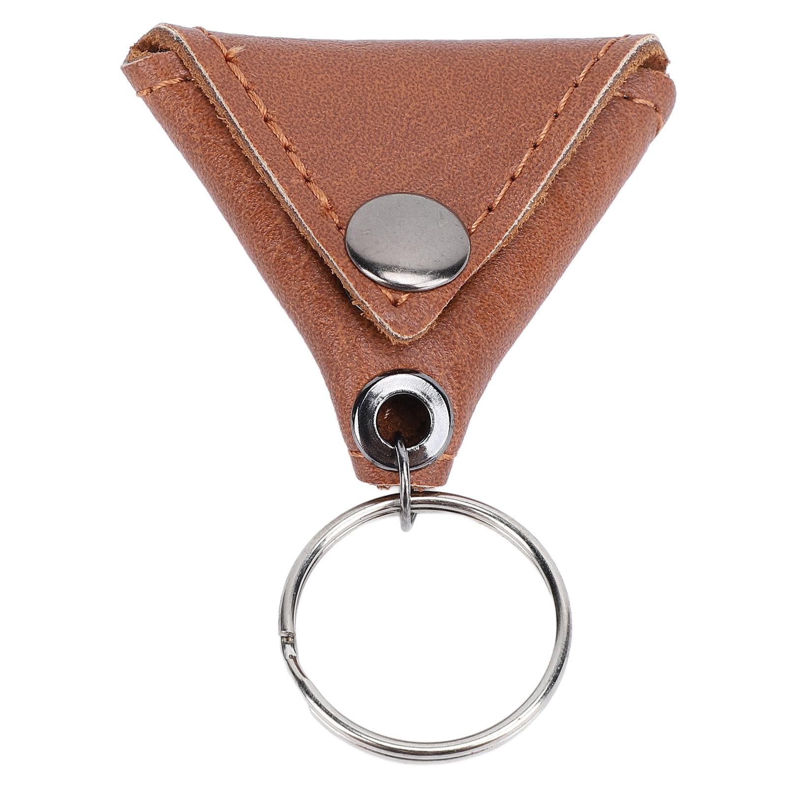 

Держатель для медиатора гитары брелок кожаный брелок для ключей монетница с 3 медиаторами для наушников Ring Brown коричневый