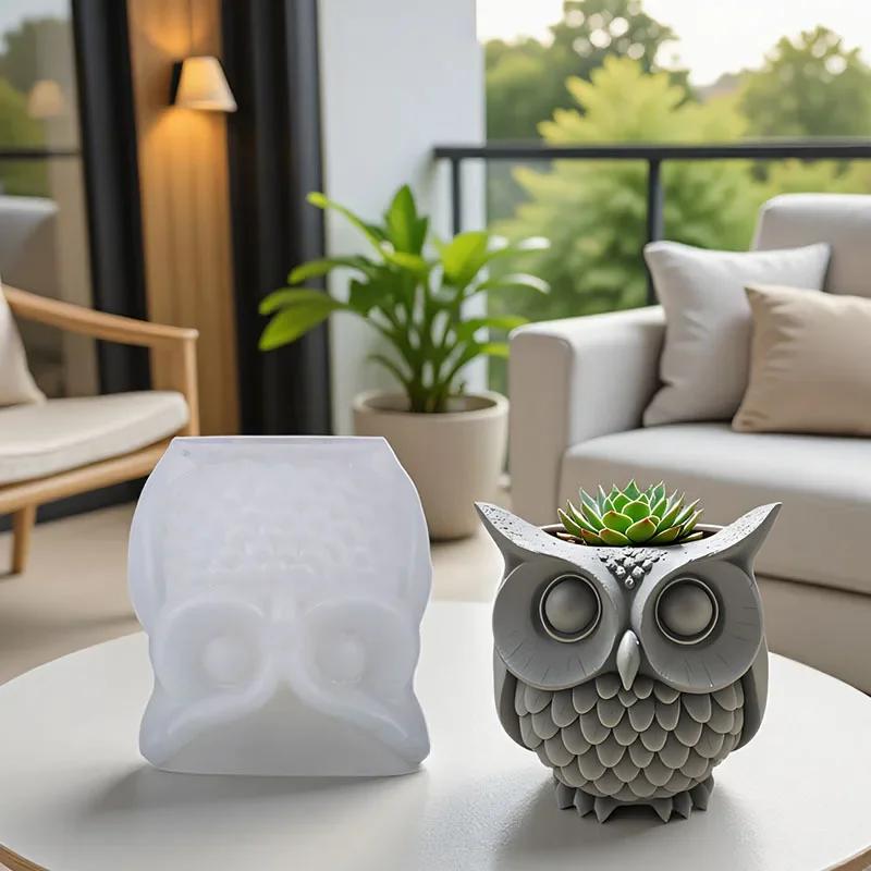 2026 Latest Models Owl Silicone Mold for Resin Candle Holder, DIY Plaster Cement Aroma Cup,Flower Vase Reusable Craft Decor Gift