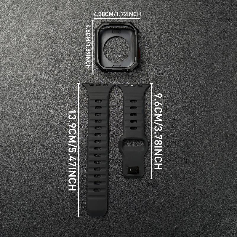 2pcs Adjustable Strap + Hollow Out TPU Shockproof Case For Apple Watch Ultra/SE/10-1 Soft Smartwatch Accessories