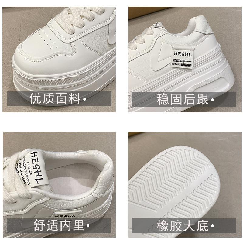 8CM thick-soled heightening shoes women's 2025 spring new Korean version versatile lace-up air force white shoes casual shoes board shoes