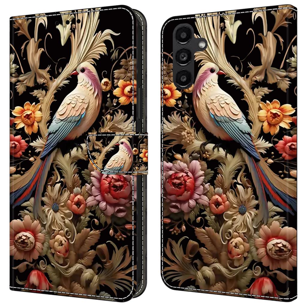 For Samsung Galaxy A24 4G (162.1 x 77.6 x 8.3mm) Case Pattern Print Leather Wallet Phone Cover
