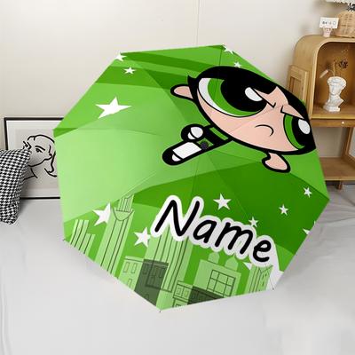 Personalized Name The Powerpuff Girls Print Umbrella - Automatic Open/Close, Eight-Rib Durable Frame, Automatic Folding Umbrella