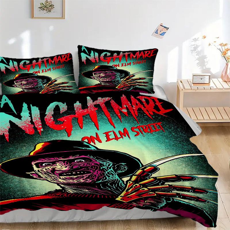 3pcs A Nightmare on Elm Street Bedding Set, Soft Polyester Duvet Cover and Pillowcases Seasons all suitable, Design for Bedroom L1003076