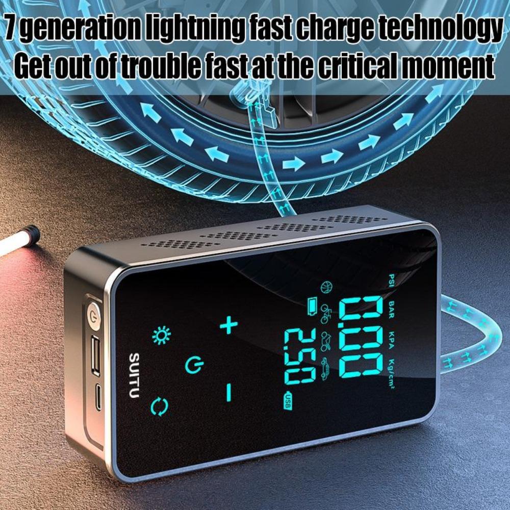 Auto Luftpumpe Notstart Stromversorgung Multifunktion 12V 4000mAh TYP-C Schnellladebuchse Auto Kabellose Tragbare Luftpumpe Elektrische Luftpumpe