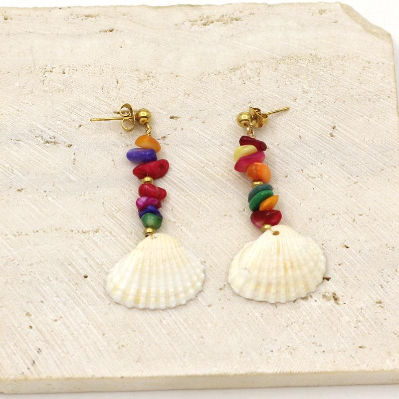 Cross-Border Fashion Shell Earrings: Luxurious, High-End, Stainless Steel Beach Style