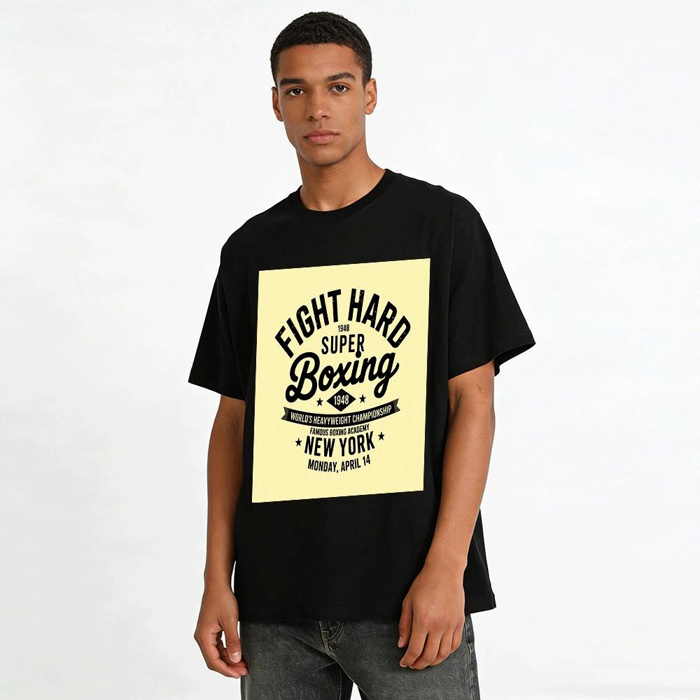Vintage 1948 NY Boxing Championship Graphic Casual Tee Pure cotton T-shirt