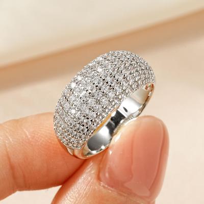 Women's Wide Band Micro-Paved Zircon Ring - Fashionable, Luxurious, Trending Statement Jewelry