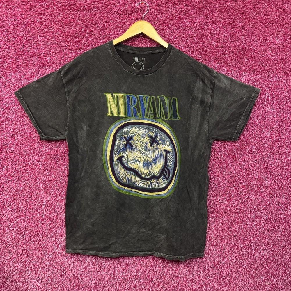 Nirvana Graphic Smiley Face Charcoal TShirt XL Unisex T-Shirt M