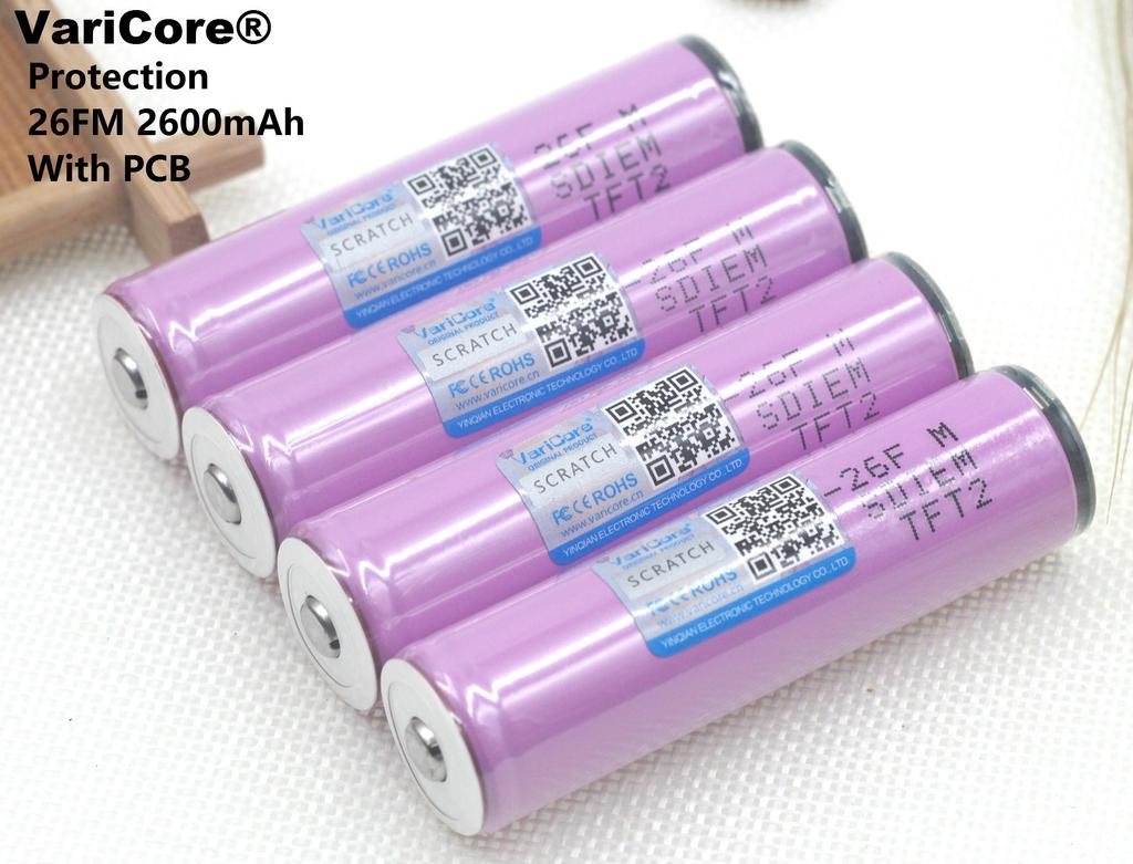 Original 3.7V 18650 2600AMH ICR18650-26F Lithium Battery Rechargeable Battery PCB Protection Board for