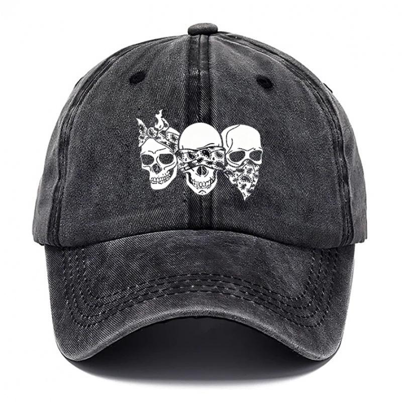 Gothic Skull for Men Women Adjustable Hook Loop Baseball Hat with Skull Breathable Outdoor Dad Hat Suitable for Beach Ca