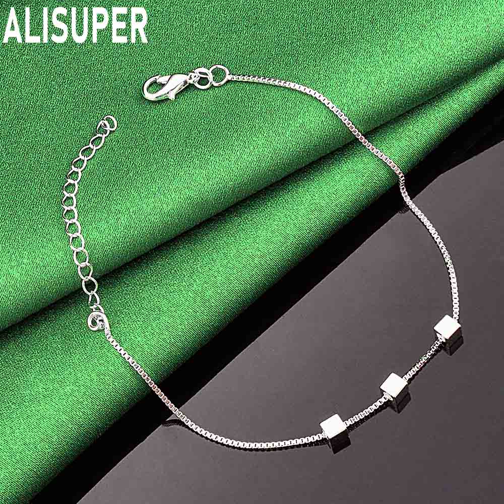 925 Sterling Silver Simple 3D Square Bracelet - Exquisite Gift Jewelry