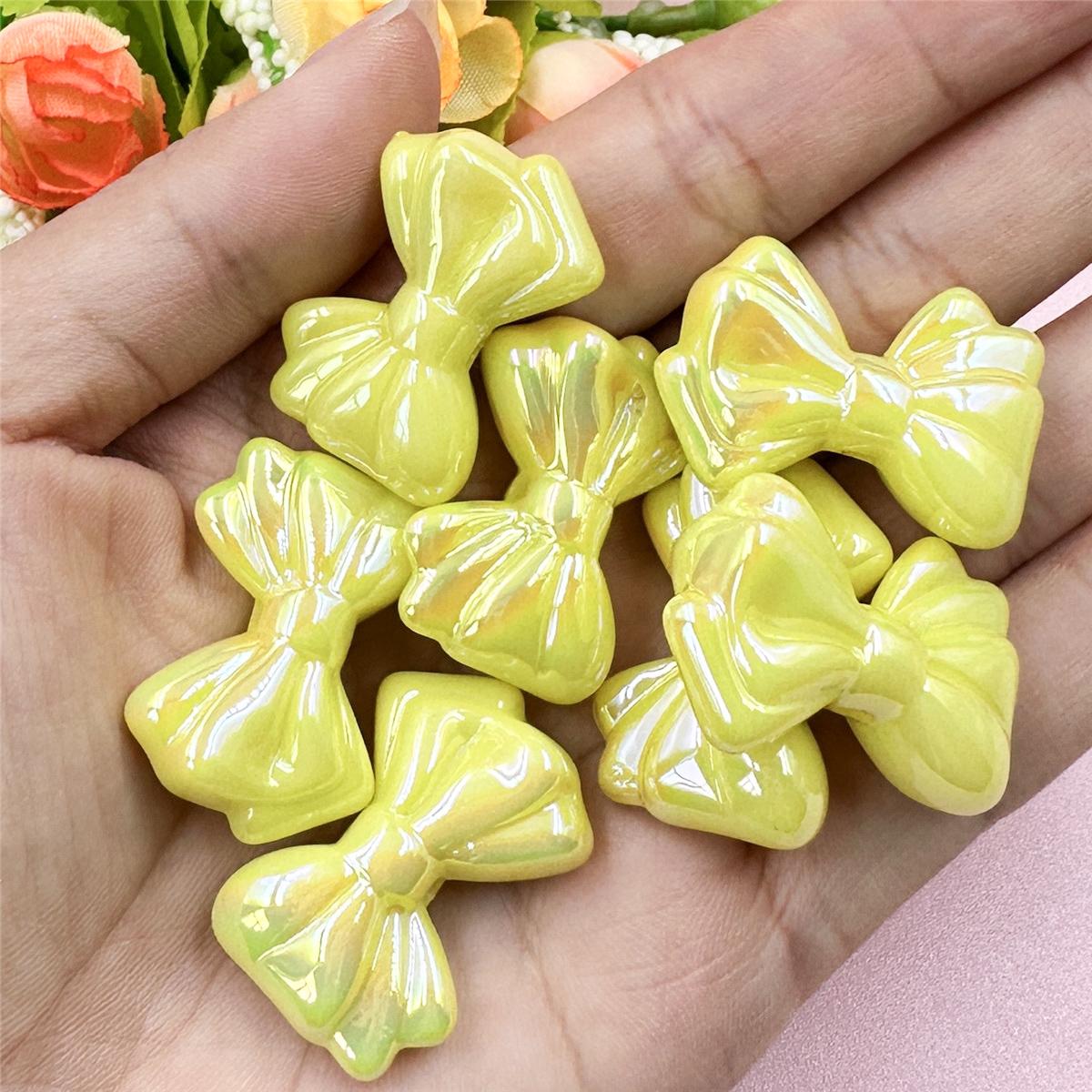 

Материал ручной работы Акриловые свободные бусины Креативная форма банта Яркие цвета Ювелирные аксессуары ручной работы Изготовление цепочек для телефонов 7 шт. 20,6*30 мм Аксессуары жёлтый