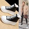 Fashion 7CM Genuine Leather Ankle Boots Casual Chunky Sneakers Winter Plush Boots Spring Autumn Platform Wedge Hidden Heel Women Shoes