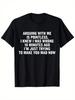 Fashionable UnisexS RoundNeck TShirt Loose Fit Breathable Vintage Lettering Short Sleeve Crew Neck for Casual Outings
