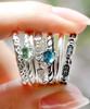 47Bag 925 Silver Layered Silver Ring Natural Gemstone Sterling Silver Ring