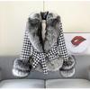 Fur Jacket Women's Short New Light Women's Short Thousand Bird Grid Fur Collar Silver Fox Fur Coat