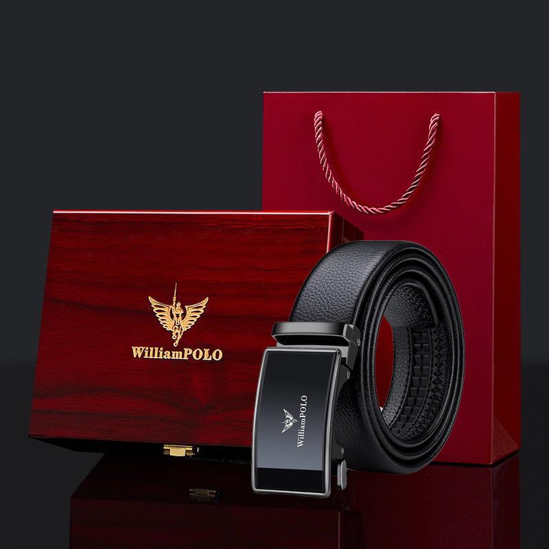 Paul Men's High-Grade Leather Automatic Buckle Belt - Sleek Business Style