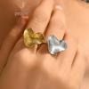 Chic Irregular Heart & Leaf Design Stainless Steel Ring for Women
