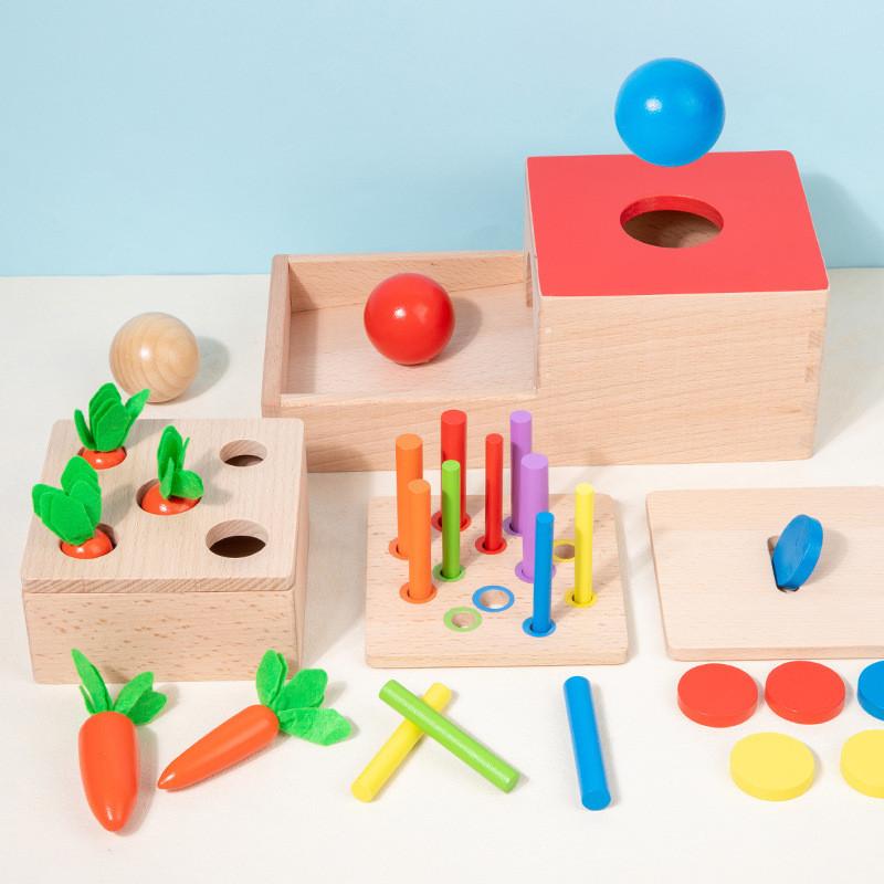 Wooden Montessori Target Box With Coin Slot For Toddler Learning Activities