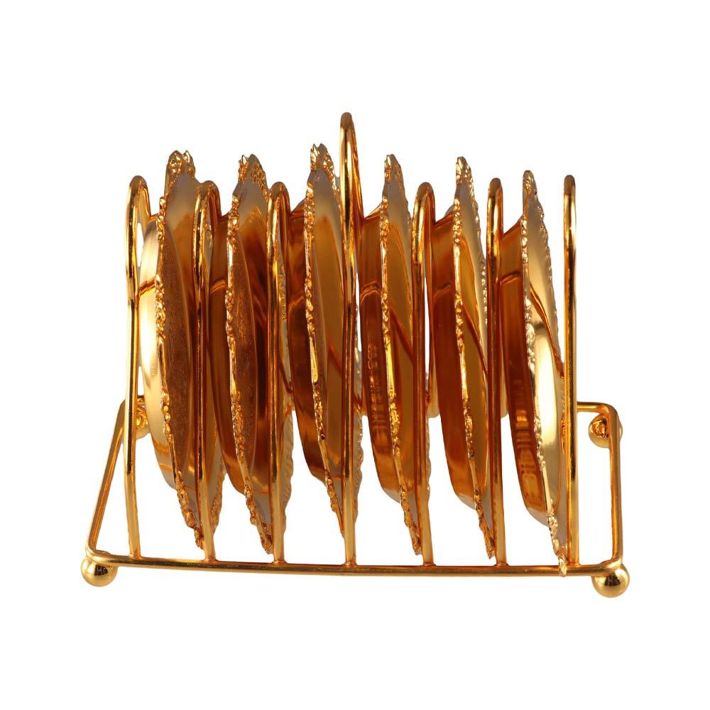 7 Pcs/set Vintage Plated European Decor Racks Carved Zinc Alloy Patterned Cup Mat High-end Metal Cake Tray Bar Decor