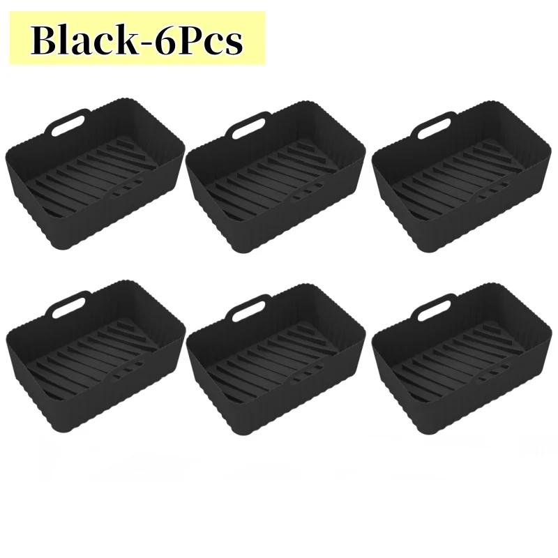 Black Silicone Air Fryers Oven Baking Tray Rectangular Replacement Kitchen Grill Pan Airfryer Kitchen Fried Chicken Basket Mat