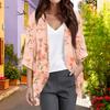 Ladies Fashion Loose Casual Print Beach Holiday   Sleeve Chiffon Cardigan