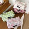 Cute Floral Quilted Makeup Bag Portable Coin Storage Travel Zipper Bag Compact Multi-Purpose Cosmetic Storage Pouch