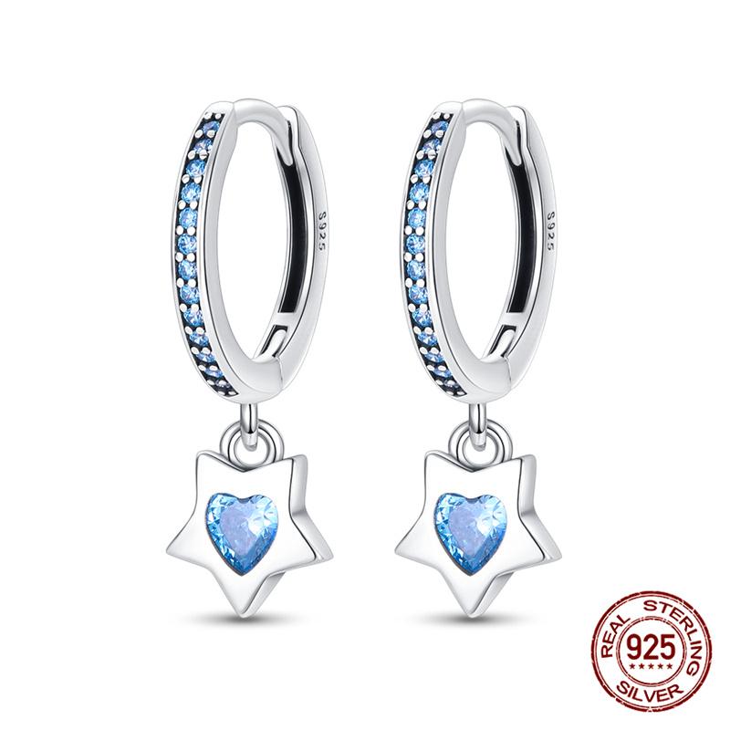 100% 925 Sterling Silver Simple Star And Moon Series Women'S Earrings Suitable For Daily Wear Anniversary Gift